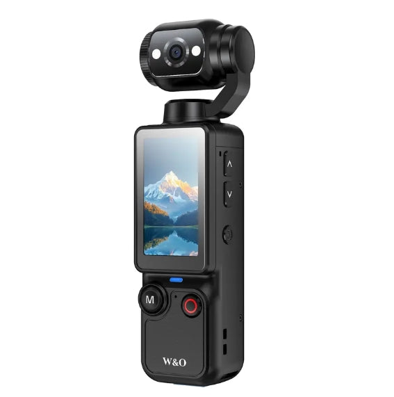 W&O Portable 2.5K Ultra HD Video Recorder with 180° Rotating Lens, Handheld Stabilizer Pocket Camera, Full Body Camera for Vlogging, Travel & Daily Life Recording, USB Rechargeable, Black, Vlogging Camera, Modern Gadget, Durable Construction, Camcorder