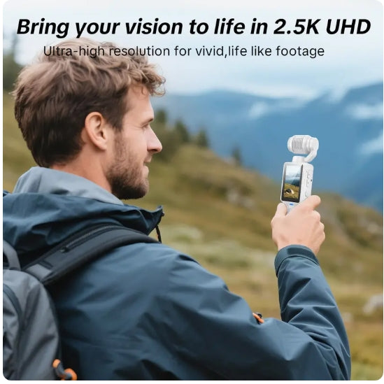 W&O Portable 2.5K Ultra HD Video Recorder with 180° Rotating Lens, Handheld Stabilizer Pocket Camera, Full Body Camera for Vlogging, Travel & Daily Life Recording, USB Rechargeable, Black, Vlogging Camera, Modern Gadget, Durable Construction, Camcorder