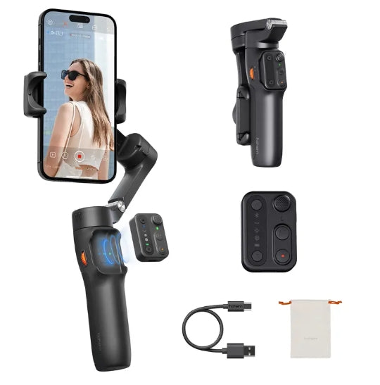 hohem iSteady X3 SE Gimbal Stabilizer for iPhone, Smartphone Foldable Gimbal with Detachable Remote Control, Portable Foldable 3-Axis Phone Gimbal for Android & iPhone17 series, Ideal for Travel Vlogging