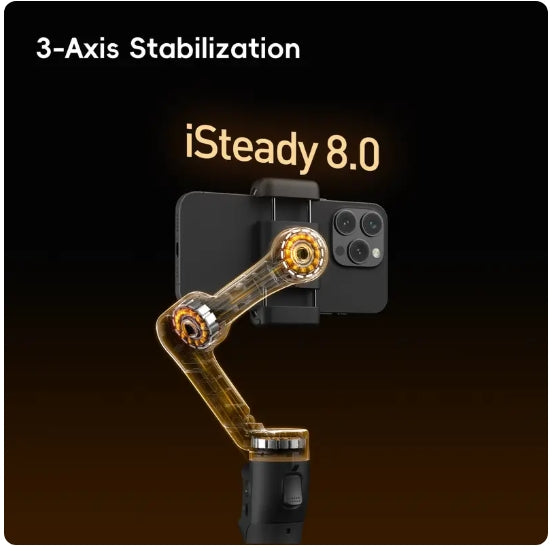 hohem iSteady X3 SE Gimbal Stabilizer for iPhone, Smartphone Foldable Gimbal with Detachable Remote Control, Portable Foldable 3-Axis Phone Gimbal for Android & iPhone17 series, Ideal for Travel Vlogging