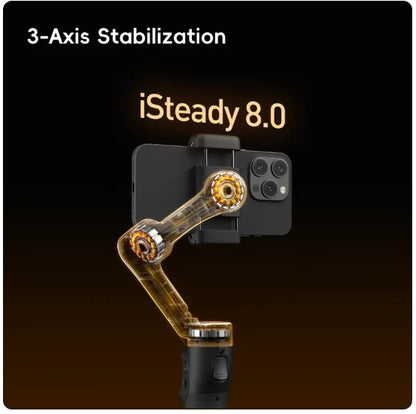 hohem iSteady X3 SE Gimbal Stabilizer for iPhone, Smartphone Foldable Gimbal with Detachable Remote Control, Portable Foldable 3-Axis Phone Gimbal for Android & iPhone17 series, Ideal for Travel Vlogging